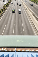 road traffic on a highway seen
