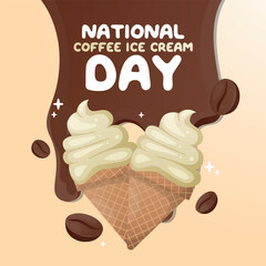 National Coffee Ice Cream Day design template good for greeting. flat ice cream design. flat design. eps 10.