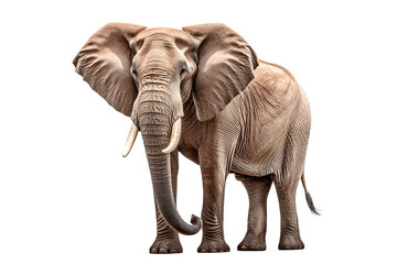 Elephant isolated on a transparent background. Animal front view portrait.