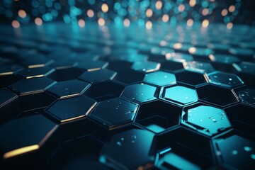 Smooth hexagons on tech background - 3D graphics. Generative AI