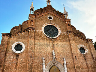 View of famous basillica Santa Maria Gloriosa dei Frari in Venice, Italy