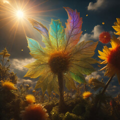 Fototapeta na wymiar sunflower and sun
