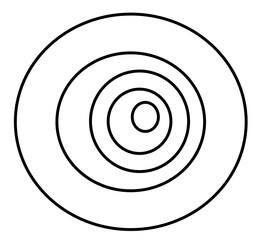 Dartboard illustration. Black circles. Uneven ovals. Isolated on transparent background.