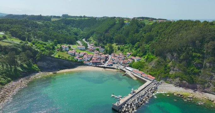 Aerial view in Tazones Asturias Spain.