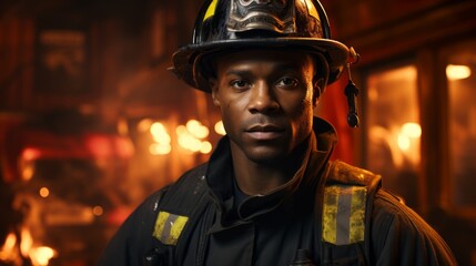 A firefighter at a house fire. Generative AI. 