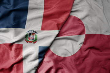 big waving realistic national colorful flag of cuba and national flag of greenland .