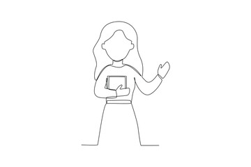 Continuous one line drawing Happy Teacher's day Vector art for congratulation cards, banners and flyers. International teacher's day concept. Doodle vector illustration.