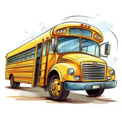 School bus, Back to school cartoon style high quality ai image generated
