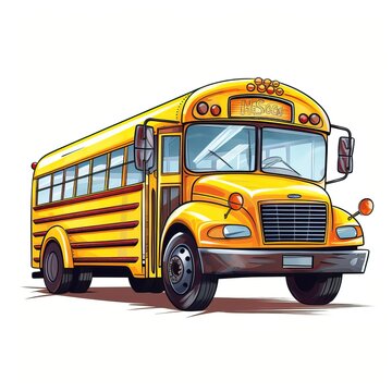 School bus, Back to school cartoon style high quality ai image generated