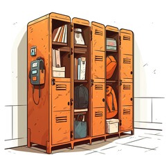 Student locker, Back to school cartoon style high quality ai image generated