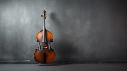Double Bass on the grey background