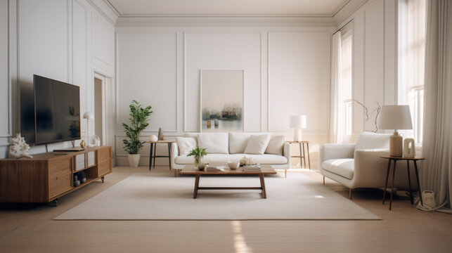 living room, clean room, white interior