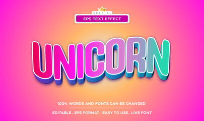 Editable text effect, colorful unicorn text style © hamdhan23
