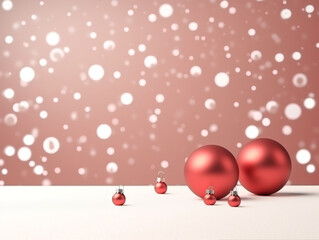 Golden Christmas bauble with lights and blurred and lights glitters on red background shiny glowing bokeh lights