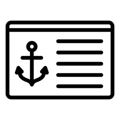 License of boat outline icon