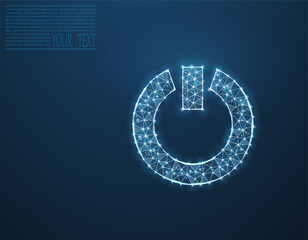 Vector illustration of power button. Energy, electrical technology concept. Power button icon made from grid and dots.