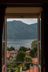 View of Lake Como Italy from a Balcony Window