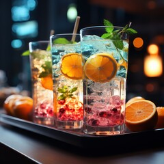 Fototapeta premium cocktail with ice and lemon