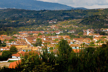 Fototapeta na wymiar Aerial panoramic view of Villa de Leyva, Colombia