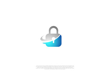 Fototapeta premium Security lock icon technology logotype concept idea. Vector Design template element