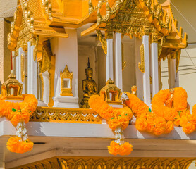 Golden Yellow Spirit House Yodpiman Flower Market Bangkok Thailand