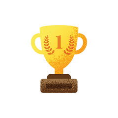 Award  champion trophy gold medal number first  isolated vector illustration