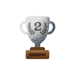 Award  champion trophy silver medal number second  icon isolated vector illustration
