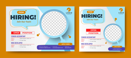 Job vacancy, hiring or recruitment social media banner post template. vector