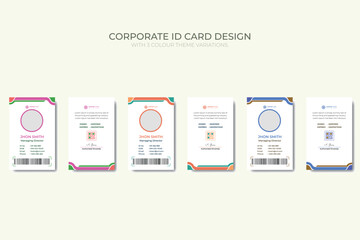 Corporate Business ID CARD template vector design with 3 color themes.
