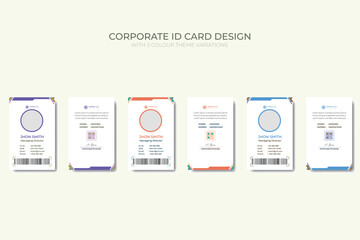 Corporate Business ID CARD template vector design with 3 color themes.