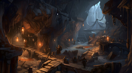 地下都市で暮らすドワーフの世界 No.014 | The World of Dwarves Living in an Underground City Generative AI