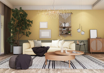 Fototapeta premium The Interior Design image presents the harmony and simplicity of Modern Minimalism style,