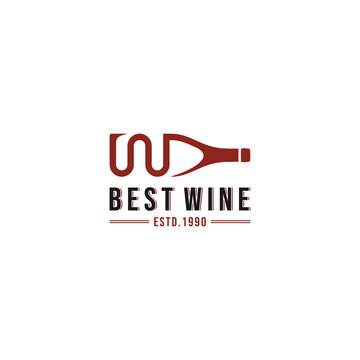 wine logo with w shaped bottle