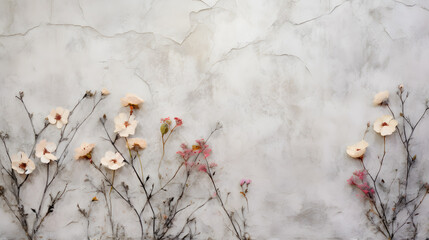 Flowers on a Painted Wall Background - Generative AI