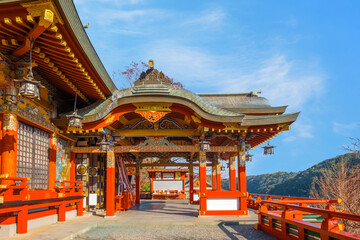 Saga, Japan - Nov 28 2022: Yutoku Inari shrine in Kashima City, Saga Prefecture. It's one of Japan's top three shrines dedicated to Inari alongside Fushimi Inari in Kyoto and Toyokawa Inari in Aichi