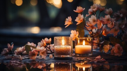 Fototapeta premium christmas candle and christmas tree