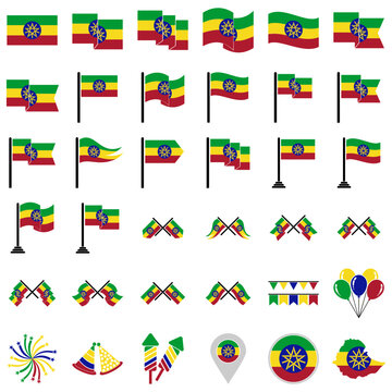 Ethiopia flag icon set, Ethiopia independence day icon set vector sign symbol 