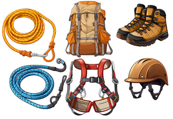 Mountain climbing equipment set. generative ai 