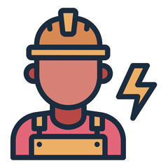 Electrician worker filled line icon