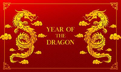 Happy chinese new year 2024 vector. Year of the dragon design template vector.