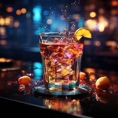 cocktail in the bar - obrazy, fototapety, plakaty