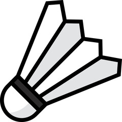 badminton color flat line icon 
