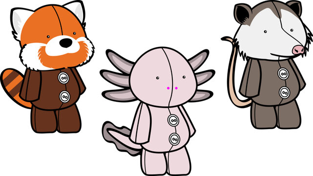 standing isolated toy animals pack collection illustration in vector format