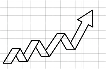 outline bussiness arrow and graph stock market arrow growing pointing up on economic chart icon trending upwards financial board rises