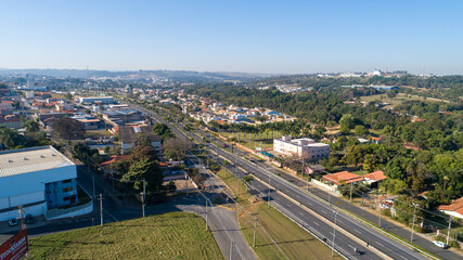 Naklejka premium aerial view of the city of Jaguariuna, in the countryside of São Paulo