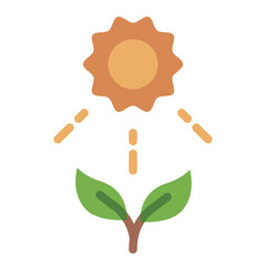 Photosynthesis with plant and sun icon