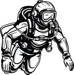 Fototapeta na wymiar Scuba Diving Vector Logo Art