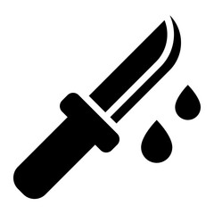 Murder crime Knife with blood solid icon