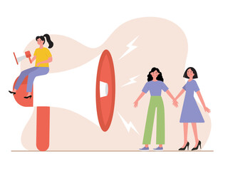 Communication vector illustration. Communication concept design illustration. Scenes with men and women in communication activities. Modern vector style illustration