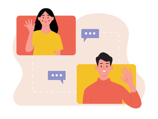 Communication vector illustration. Communication concept design illustration. Scenes with men and women in communication activities. Modern vector style illustration